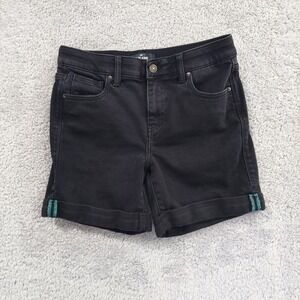 LuLaRoe Denim Shorts Jean Black Wash Size 26 Stretch Comfort Rolled Cuff